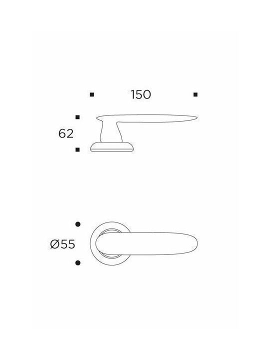 Convex Πόμολο Εξώπορτας με Ροζέτα 2225 2225RORS19S19 Ζεύγος με Επιστόμιο Κλειδιού Μαύρο Ματ