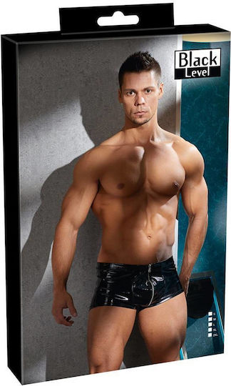 Black Level Men's Vinyl Pants with Zip Herren Sexy Boxer Schwarz 28903301701