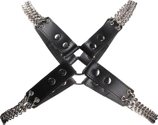 Shots Ouch! Chained Bonded Leather Harness Black