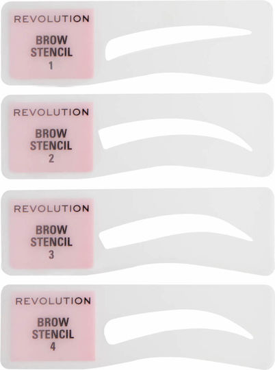 Revolution Beauty Brow Powder Stamp and Stencil Kit Στυλό για Φρύδια Dark Brown 0.65gr