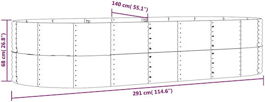 vidaXL Planter Box Metallic Gray 291x140x68cm.