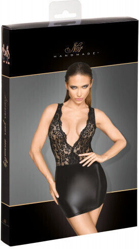 Noir Handmade Wetlook Lace Mini Dress Φόρεμα Black