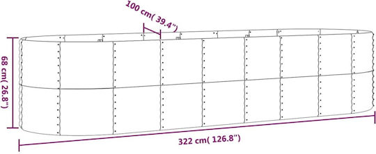 vidaXL Planter Box Metallic Silver 322x100x68cm.
