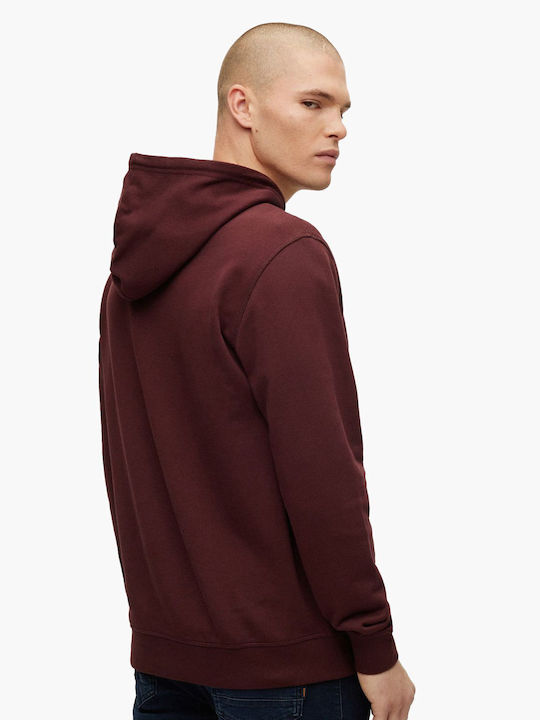 Hugo Boss Men's Sweatshirt with Hood & Pockets Burgundy