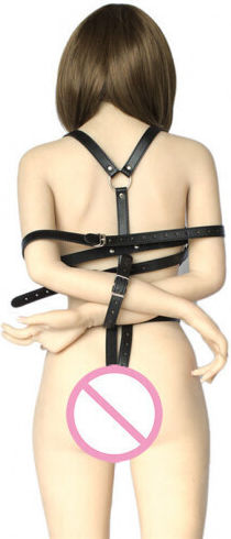 Naughty Toys Body Strap Style Bodysuit Cu Curea Din Piele Pentru Imobilizare Negru