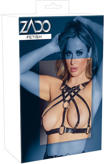 Zado Leather Chest Harness with Metal Rings Harness Black
