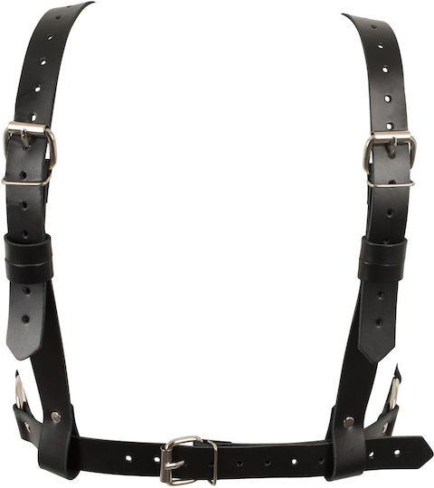 Zado Leather Chest Harness with Metal Rings Harness Black