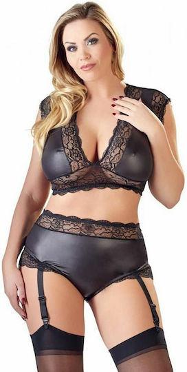 Cottelli Collection Set Sexy Curves Sutien și Chiloți Negri