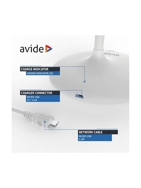 Avide ABLDL-MIN-4W Rechargeable LED Office Lamp with Flexible Arm in White Color