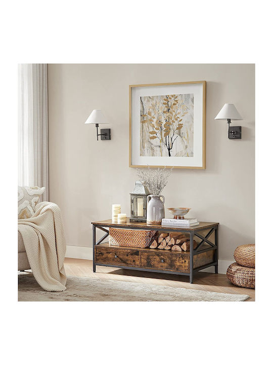 Rectangular Central Wooden Brown Coffee Table W100xD55xH45cm