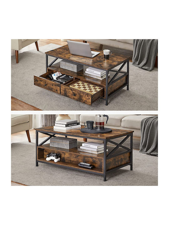 Rectangular Central Wooden Brown Coffee Table W100xD55xH45cm