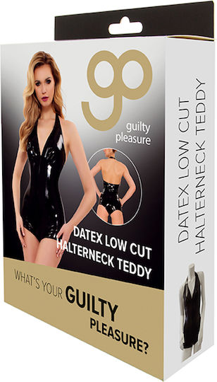 Guilty Pleasure Datex Low Cut Halterneck Teddy Bodysuit Black