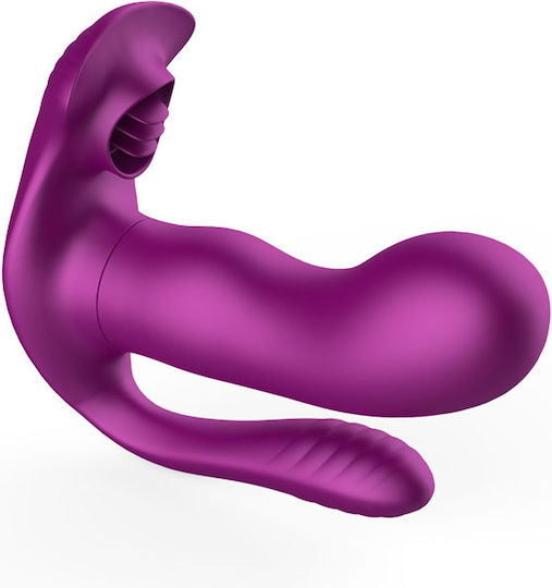Boss Of Toys Vibrator G-Spot Tongue Triple Stimulator 12cm Purple