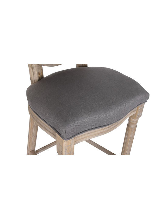 Stool Bar with Backrest Upholstered with Fabric Dark Grey 48x42x121cm