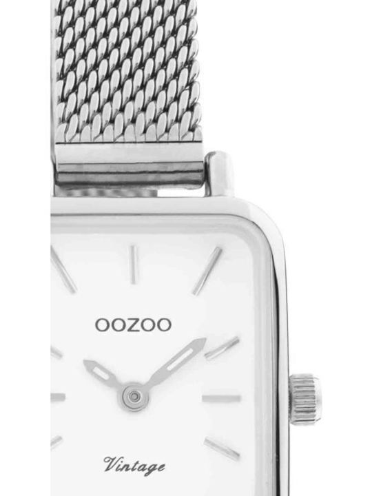Oozoo Vintage Γυναικείο Ρολόι 26mm Μπαταρίας με Ασημί Μεταλλικό Μπρασελέ