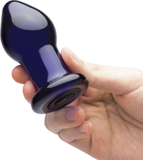Glas Anal Plug with Wireless Functionality and Vibration Blue