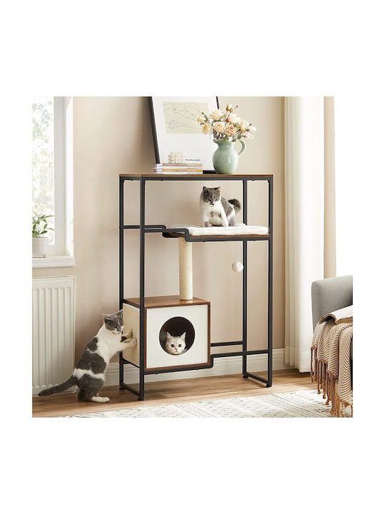 Feandrea Kratzbaum Katzenbäume Braun 3 Ebenen 74x34x114cm