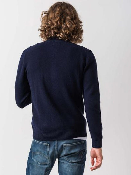 Malboro Classics Men's Long Sleeve Sweater with Zipper Blue