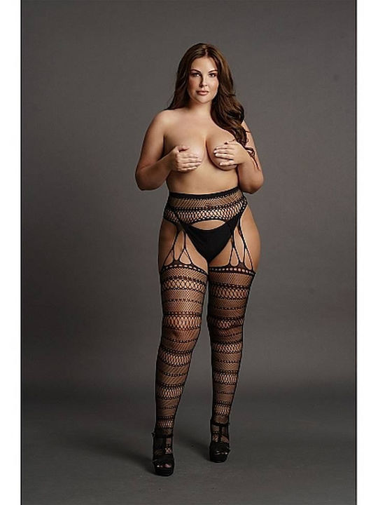 Shots Le Desir Suspender Striped Pantyhose Sexy Tights Black