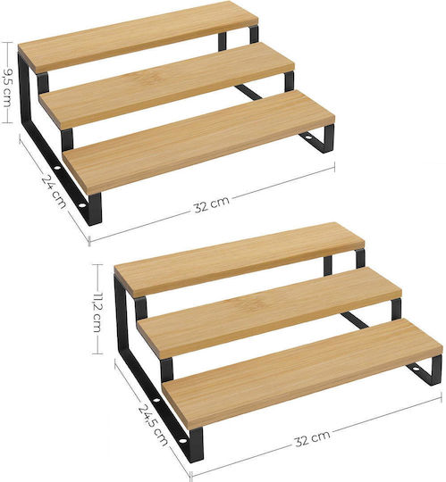 Songmics Wooden Tabletop Spice Rack with Stand Brown 2pcs