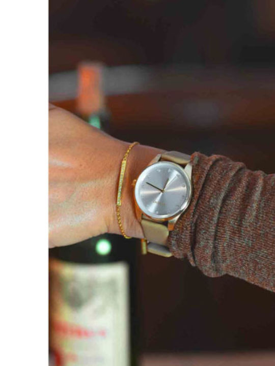 Oozoo Timepieces Women's Watch with Beige Leather Strap