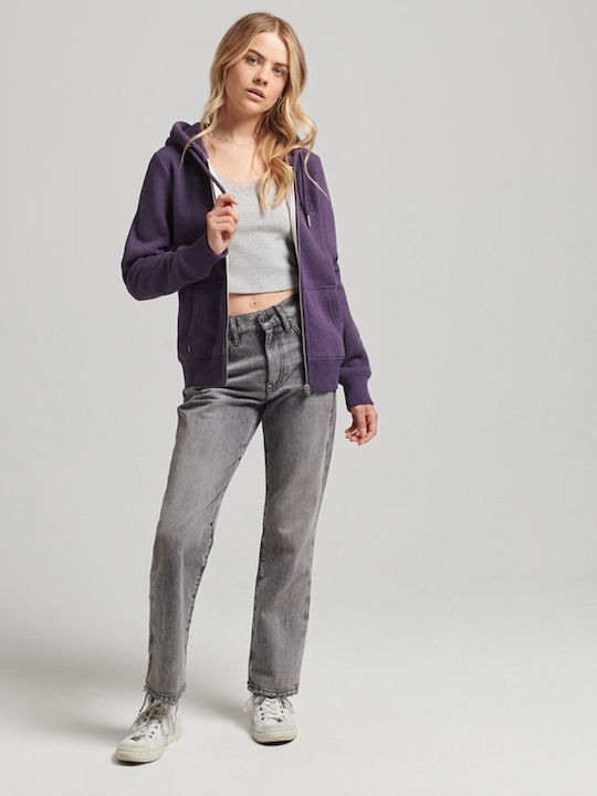 Vintage Logo Long Women's Sweatshirt Jacket Hooded Purple