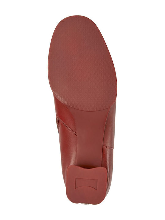 Katie Leather Women's Ankle Boots Burgundy
