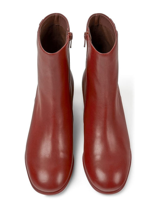 Katie Leather Women's Ankle Boots Burgundy