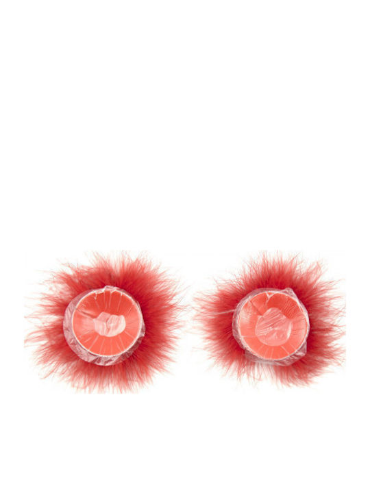 Naughty Toys Feather Round Nipple Covers Κόκκινα