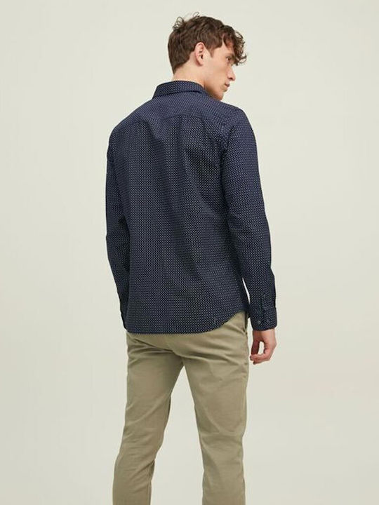 Jack & Jones Herrenhemd Langärmelig Baumwolle Marineblau