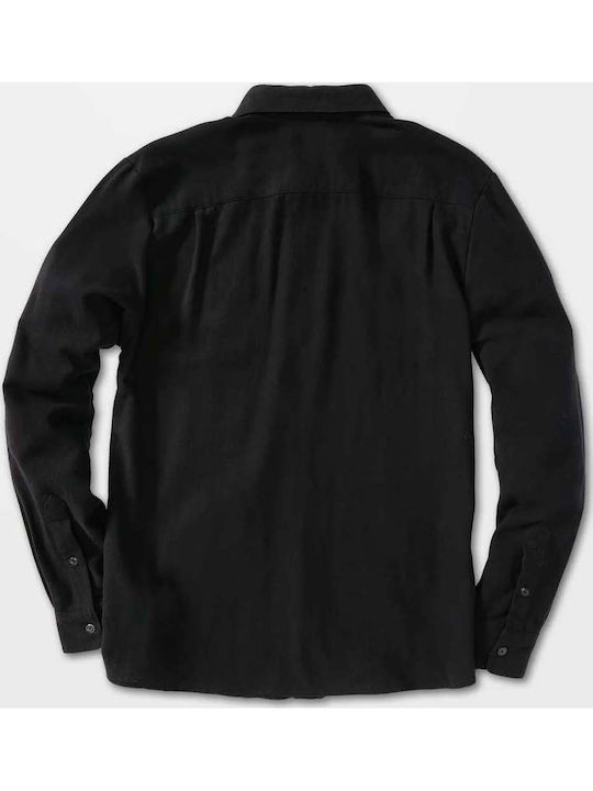 Caden Μακρυμάνικo Φανελένιο Πουκάμισο σε Κανονική Γραμμή Μαύρο