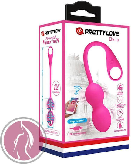 Pretty Love Elvira App Control Vibrating Kegel Balls Ασύρματες Κολπικές Μπάλες με Δόνηση Φούξια