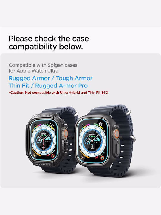 Spigen EZ Fit Tempered Glass για το Apple Watch Ultra 49mm 2τμχ AGL05556