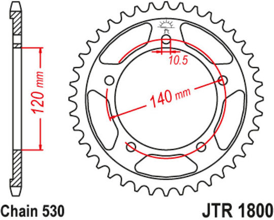 JT Sprockets Γρανάζι Πίσω 43 Δοντιών για Suzuki GSF 1250 Bandit / GSX-R 1000 / GSX-R 1300 Hayabusa
