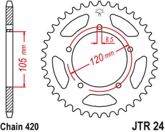 JT Sprockets Заден зъбен колело 51 Зъби за Yamaha ДТ 50