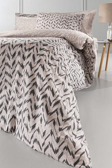 Guy Laroche Σετ Παπλωματοθήκη Mystery Βαμβακερή 165x225cm Μονή με Μαξιλαροθήκη Μπεζ