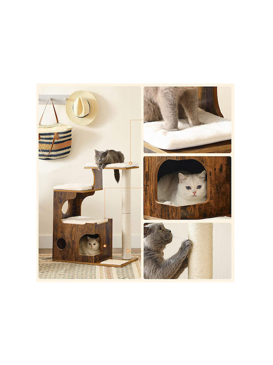 Feandrea Scratching Post Cat Trees Brown 4 levels 66x42x88cm