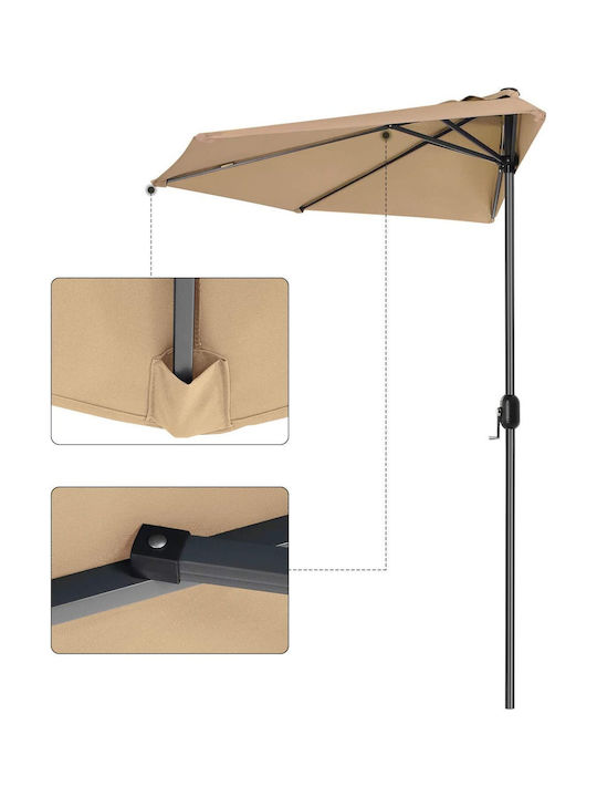 Circular Garden Umbrella Metal Ecru 2.7xHeight 2.4m