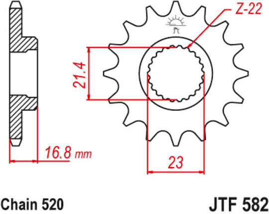 JT Sprockets Γρανάζι Μπροστά 16 Δοντιών για Yamaha XJ