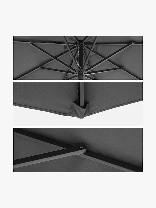 Runde Metall-Garten- und Terrassen-Sonnenschirm Schwarz F2.7xY2.4m