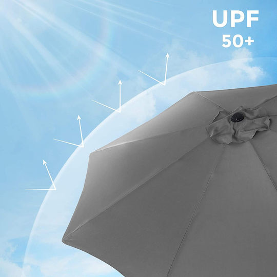 Runde Metall-Garten- und Terrassen-Sonnenschirm Schwarz F2.7xY2.4m