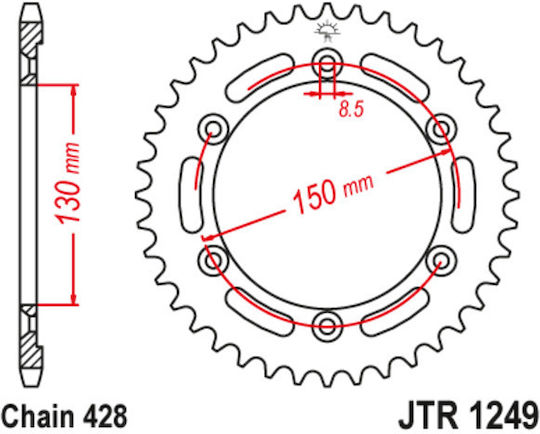 JT Sprockets Γρανάζι Πίσω 51 Δοντιών για Honda XLR