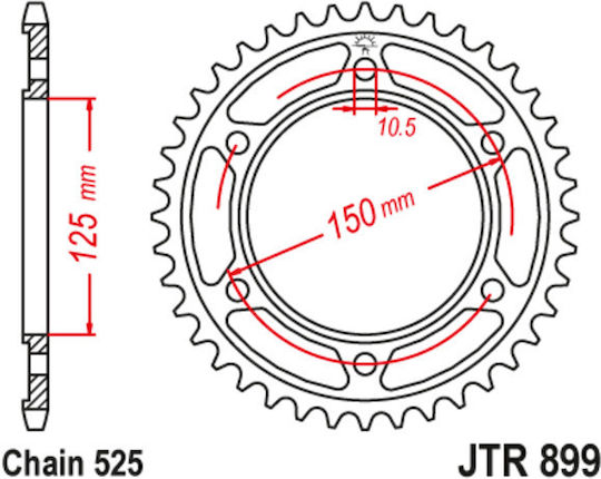 JT Sprockets Γρανάζι Πίσω 42 Δοντιών για KTM 990 Adventure
