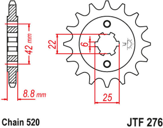 JT Sprockets Γρανάζι Μπροστά 16 Δοντιών για Honda CB 400