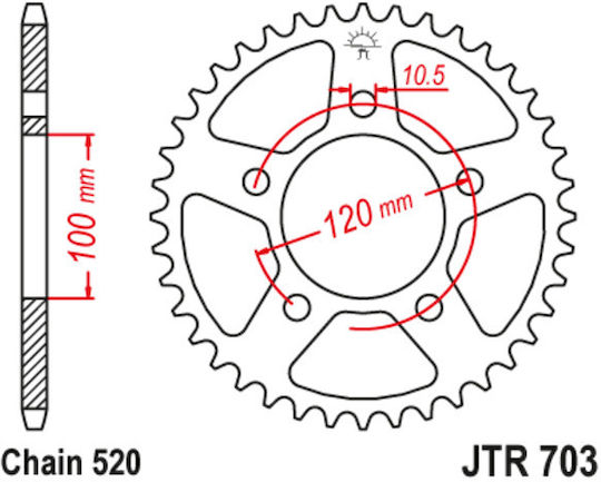 JT Sprockets Γρανάζι Πίσω 44 Δοντιών για Aprilia Pegaso 650