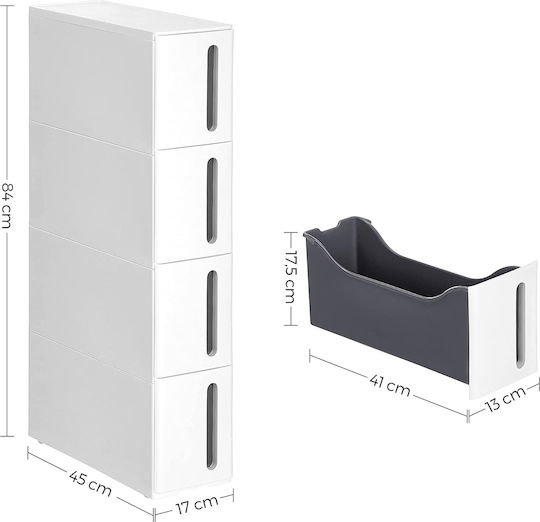Songmics Rafturi de baie Raft Baie Lemn cu 3 Rafturi 45x17x84cm Albă
