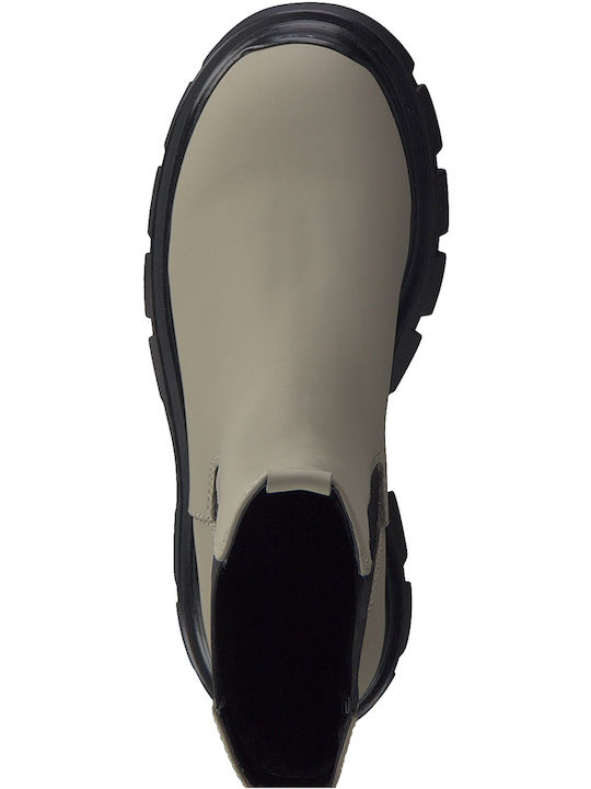 Leder Damen Chelsea Stiefeletten Taupe