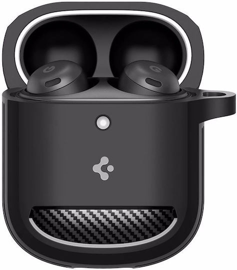 Spigen Rugged Armor Silicone Case with Keychain Black for Google Pixel Buds Pro