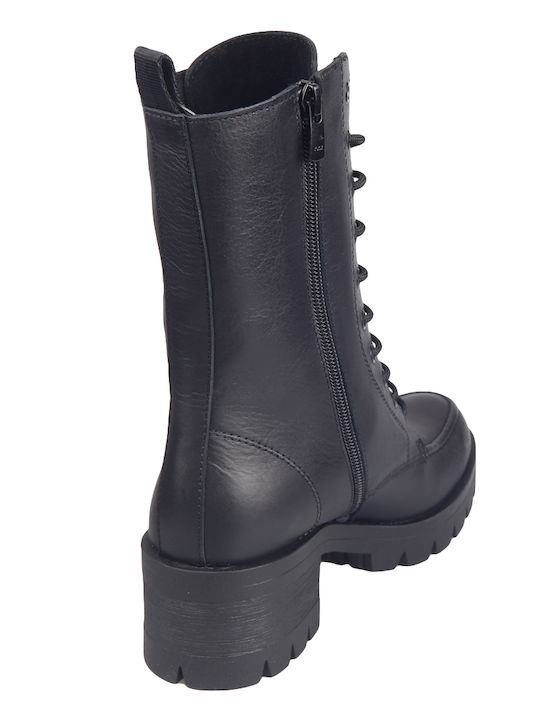 Leder Damen Knöchelstiefel Schwarz