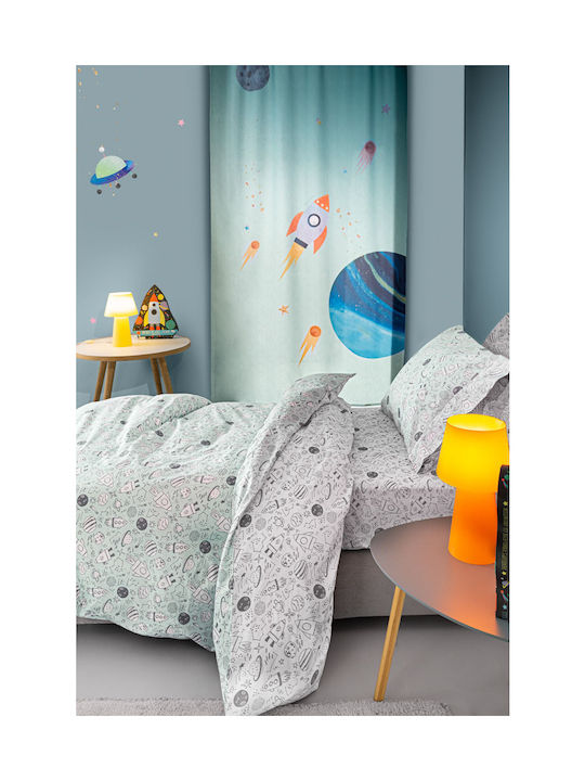 Guy Laroche Cosmic Set Kids Duvet Cover Single with Pillowcase Cotton Turquoise 165x225cm
